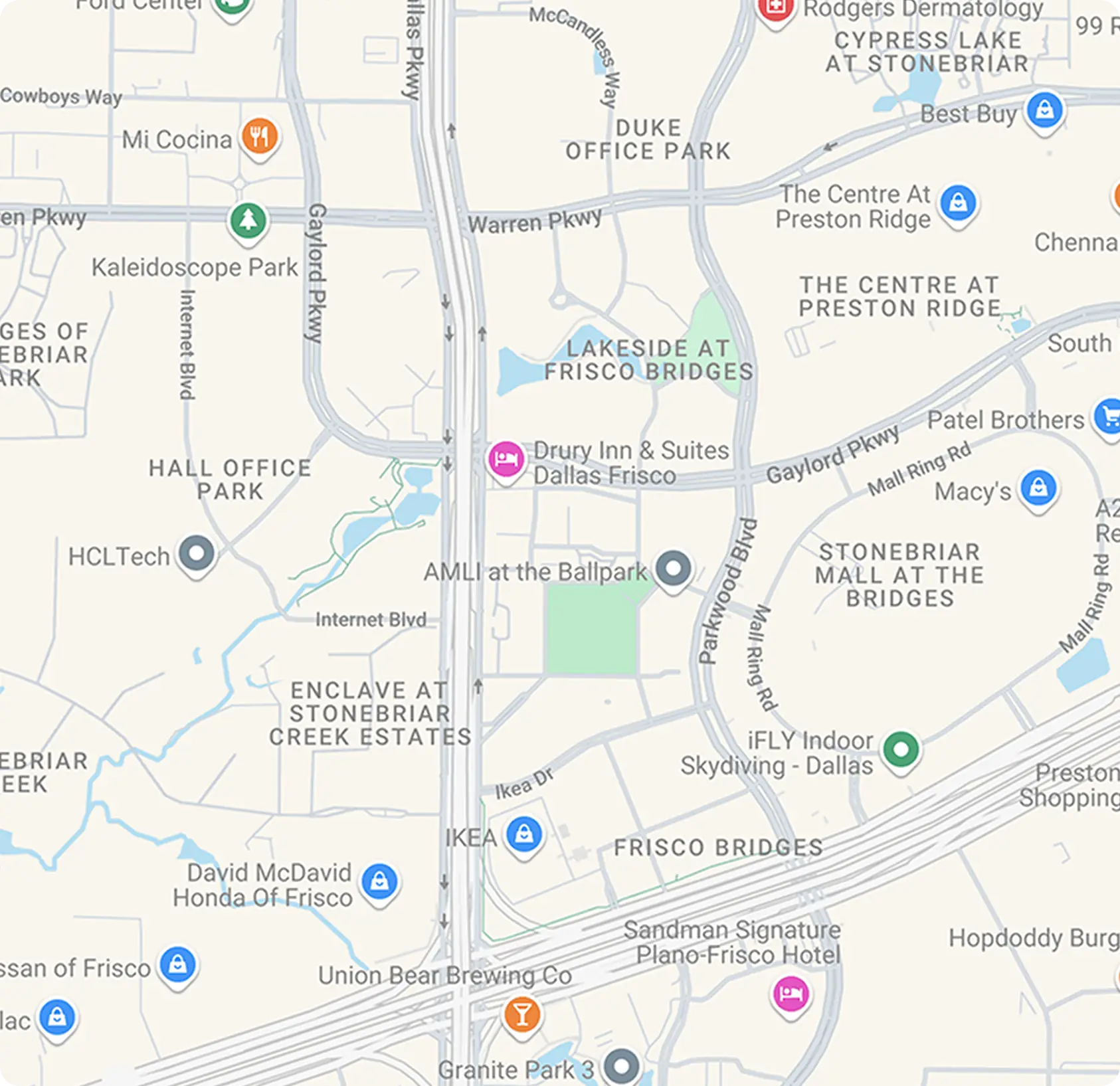 Map screenshot showing North Greater Dallas Area