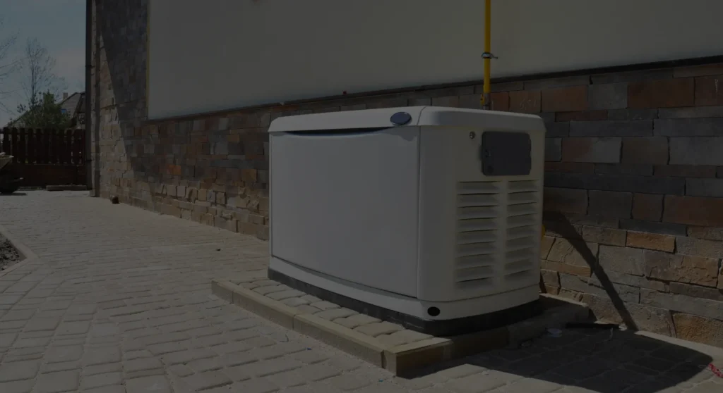 Standby generator installed beside house